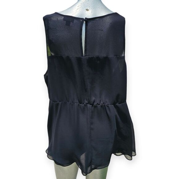 Torrid Black Chiffon Embellished Double Layer Peplum Tank Blouse 1x - Picture 9 of 11